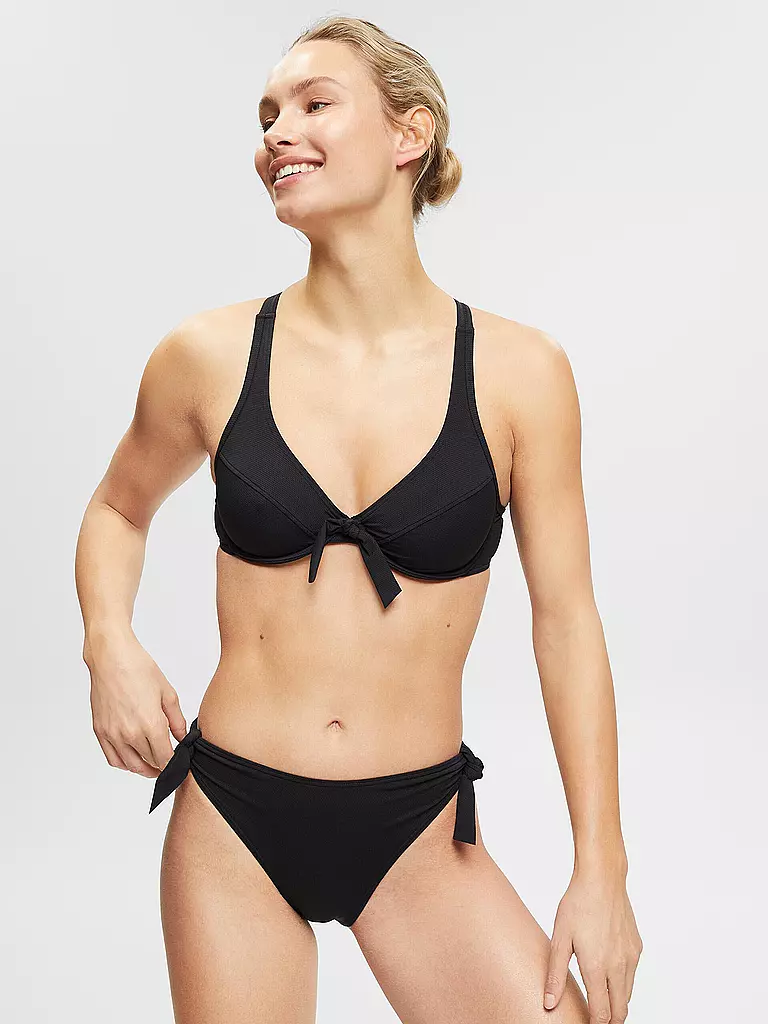 ESPRIT Damen Hamptons Beach Bikini – Schwarz, Wattierte Cups, Aus Recycelter Mikrofaser