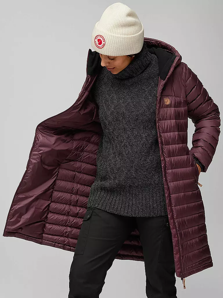 FJÄLLRÄVEN | Damen Winterjacke Snow Flake Down Hoodie | dunkelrot