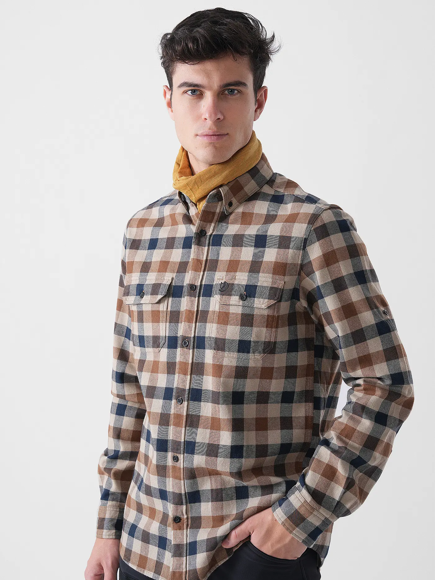 FJÄLLRÄVEN | Herren Flanellhemd Skog | senf