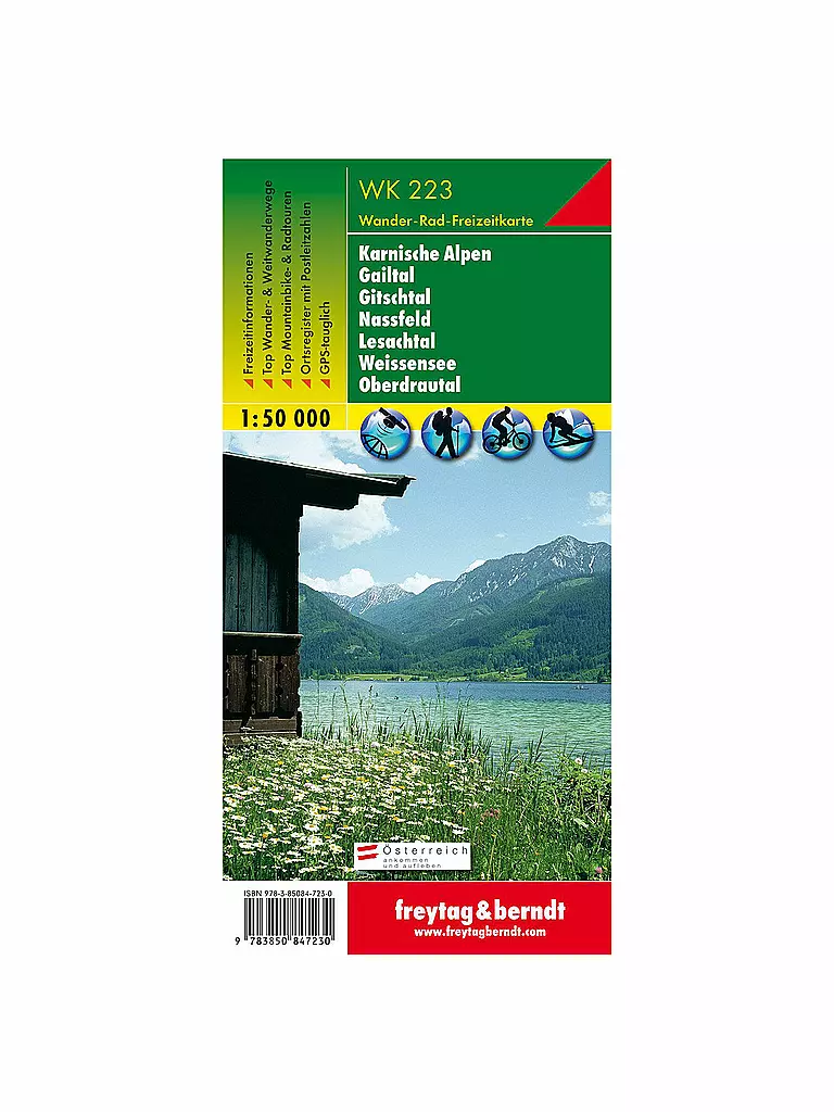 FREYTAG & BERNDT | Wanderkarte Karnische Alpen-Gailtal-Gitschtal-Nassfeld-Lesachtal-Weissensee-Oberdrautal, 1:50.000 | keine Farbe