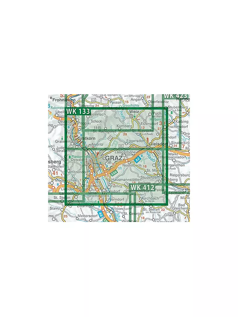 FREYTAG & BERNDT | Wanderkarte WK 133 Graz und Umgebung - Region Hügelland-Schöcklland - Gleisdorf - Weiz - Raabklamm, 1:50.000 | keine Farbe