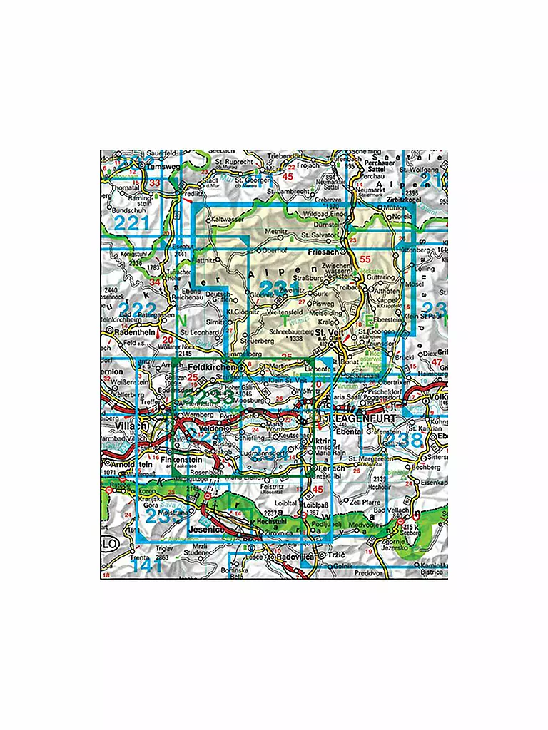 FREYTAG & BERNDT | Wanderkarte WK 231 Mittelkärnten, Gurktaler Alpen, Friesach, Feldkirchen, St. Veit an der Glan, 1:50.000 | keine Farbe