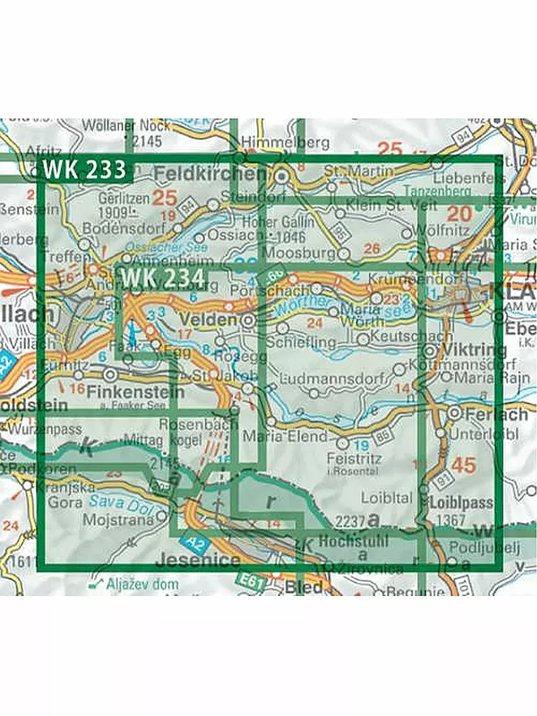 FREYTAG & BERNDT | Wanderkarte WK 233 Wörthersee-Ossiacher See-Faaker See-Karawanken-Klagenfurt am Wörthersee-Villach-Jesenice, 1:50.000 | keine Farbe