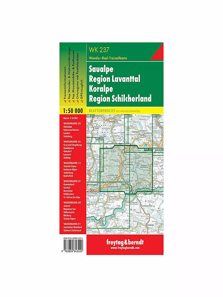 FREYTAG & BERNDT | Wanderkarte WK 237 Saualpe-Region Lavanttal-Koralpe-Region Schilcherland, 1:50.000 | keine Farbe