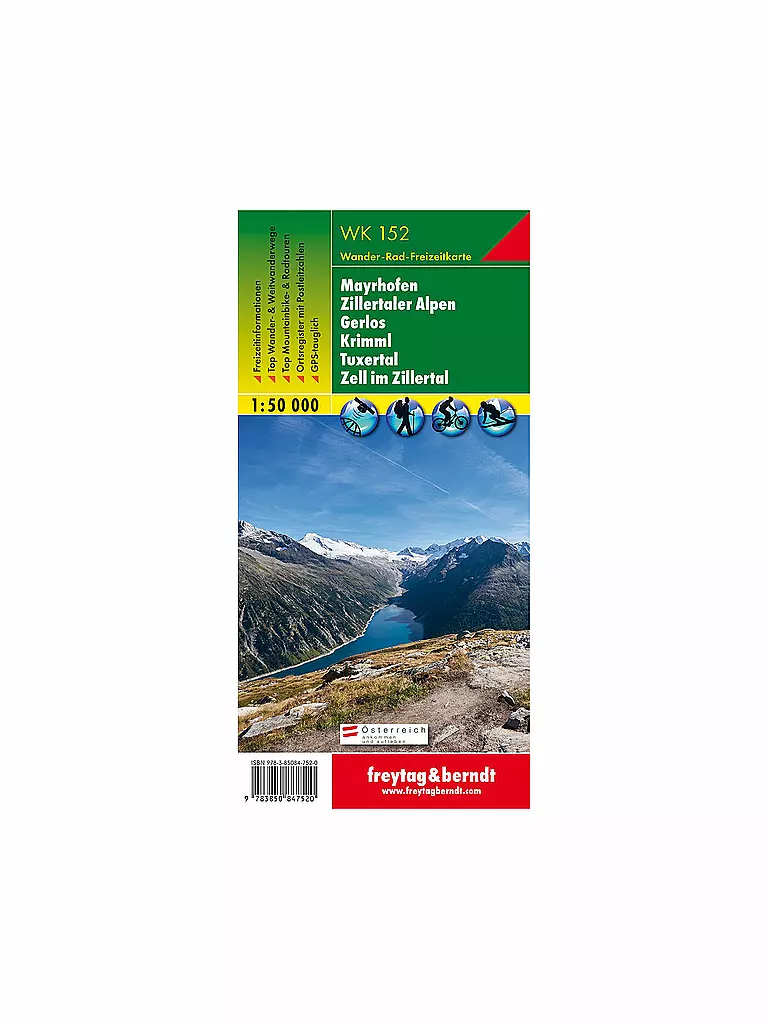 FREYTAG & BERNDT | WK 152 Mayrhofen - Zillertaler Alpen - Gerlos - Krimml - Tuxertal - Zell im Zillertal Wanderkarte 1:50.000 | keine Farbe