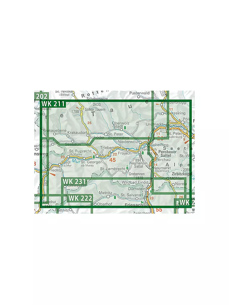 FREYTAG & BERNDT | WK 211 Naturpark Zirbitzkogel-Grebenzen - Murau - Sölkpass Wanderkarte 1:50.000 | keine Farbe