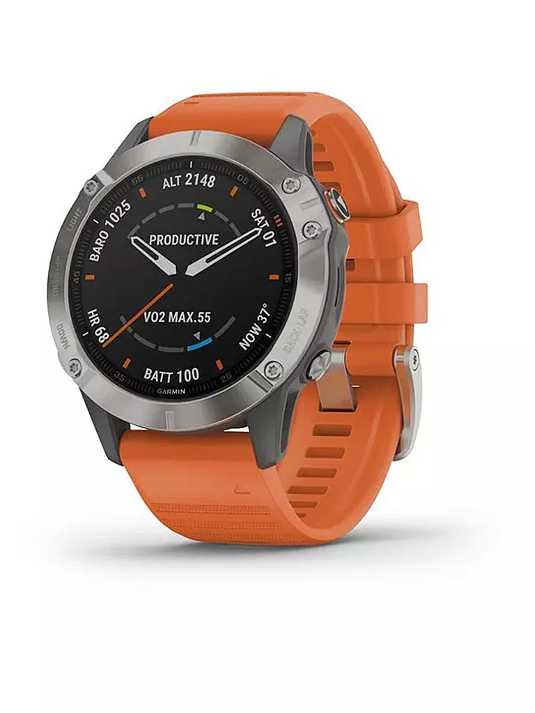 GARMIN | GPS-Sportuhr Fenix 6 Pro Sapphire Titan | grau