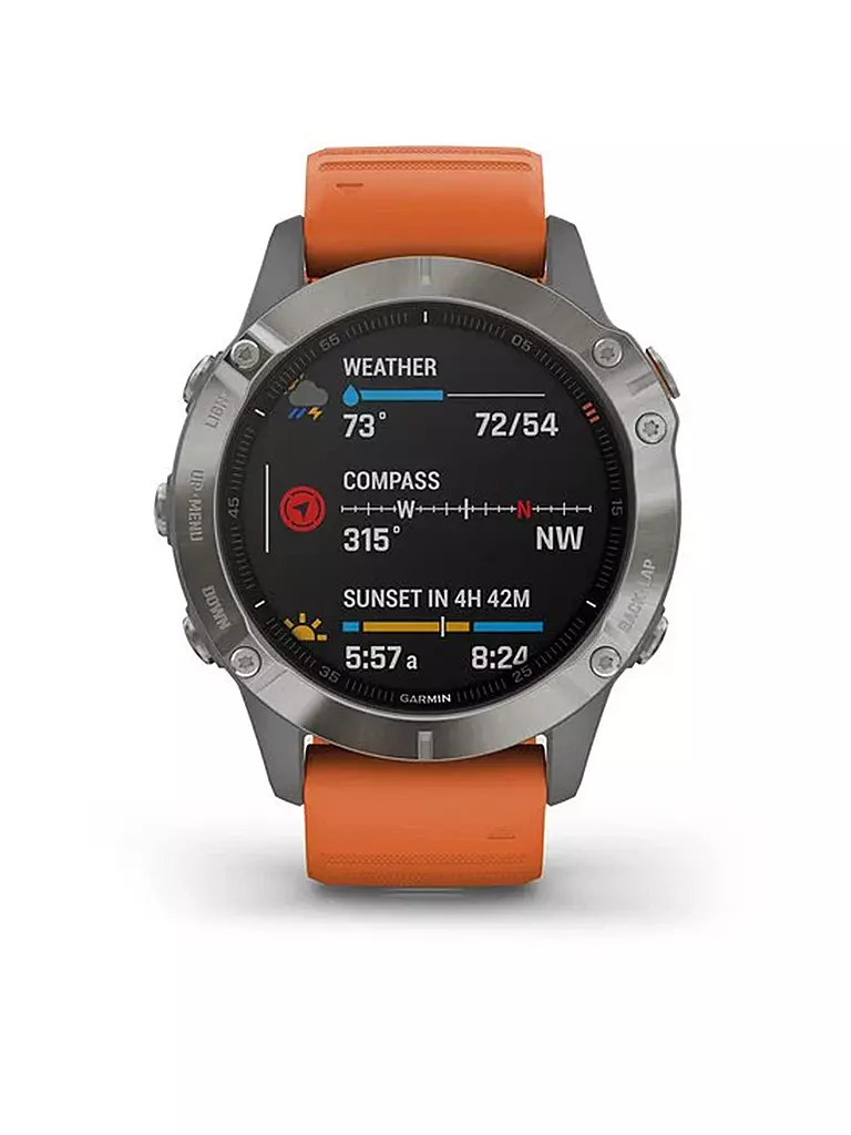 GARMIN | GPS-Sportuhr Fenix 6 Pro Sapphire Titan | grau