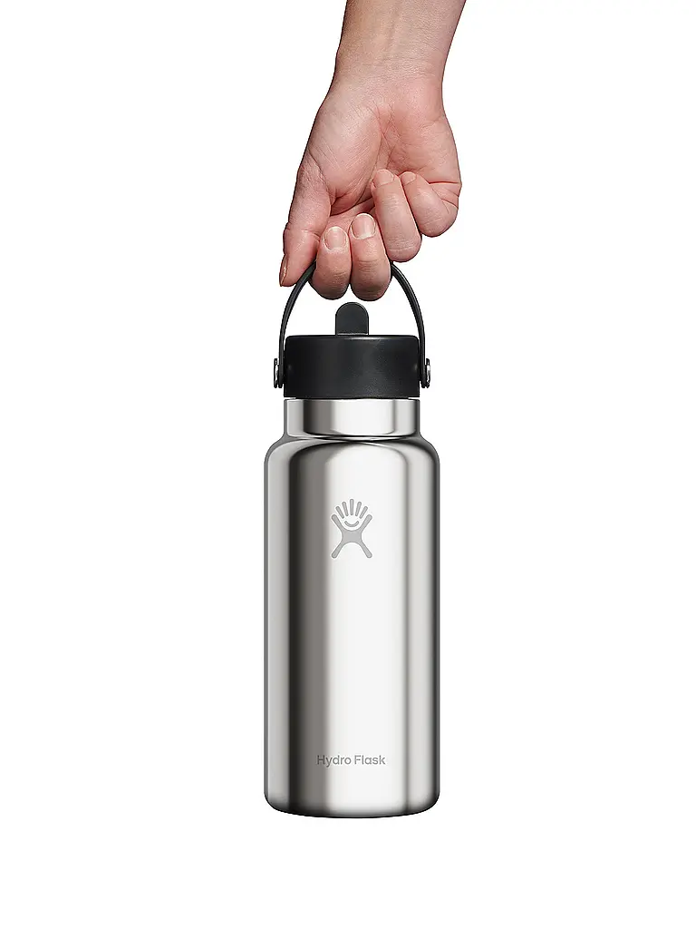 HYDRO FLASK | Trinkflasche Wide Flex Straw Limited Edition 946ml isoliert | Silber