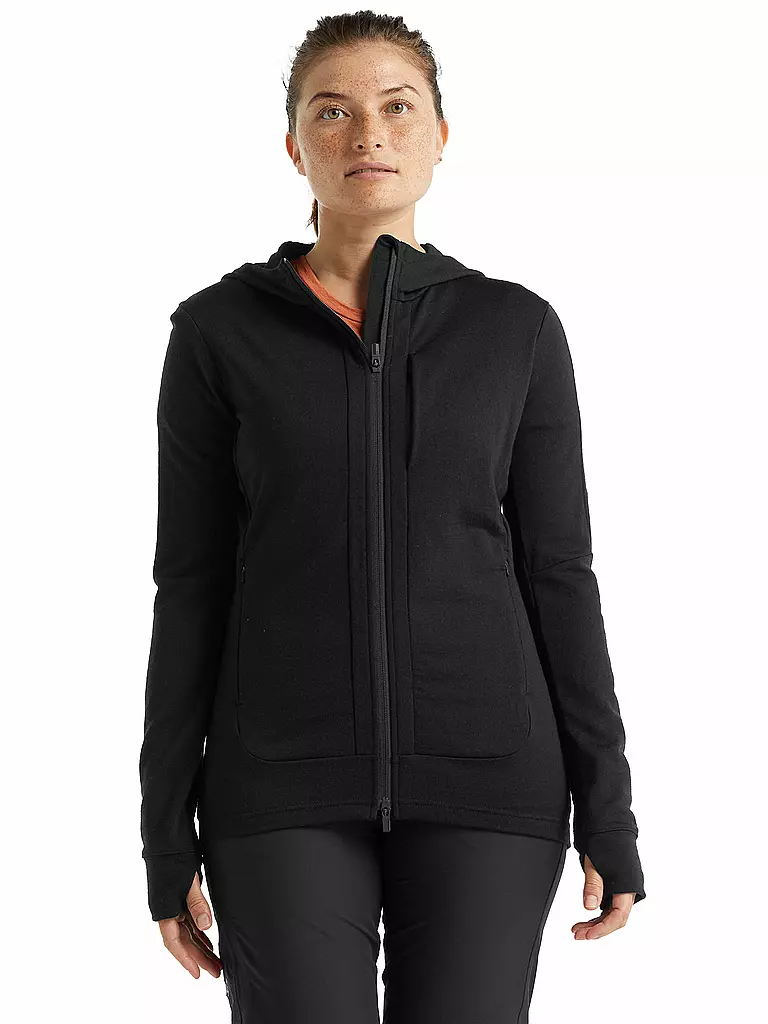 ICEBREAKER | Damen Fleecejacke Quantum III Hoodie | schwarz