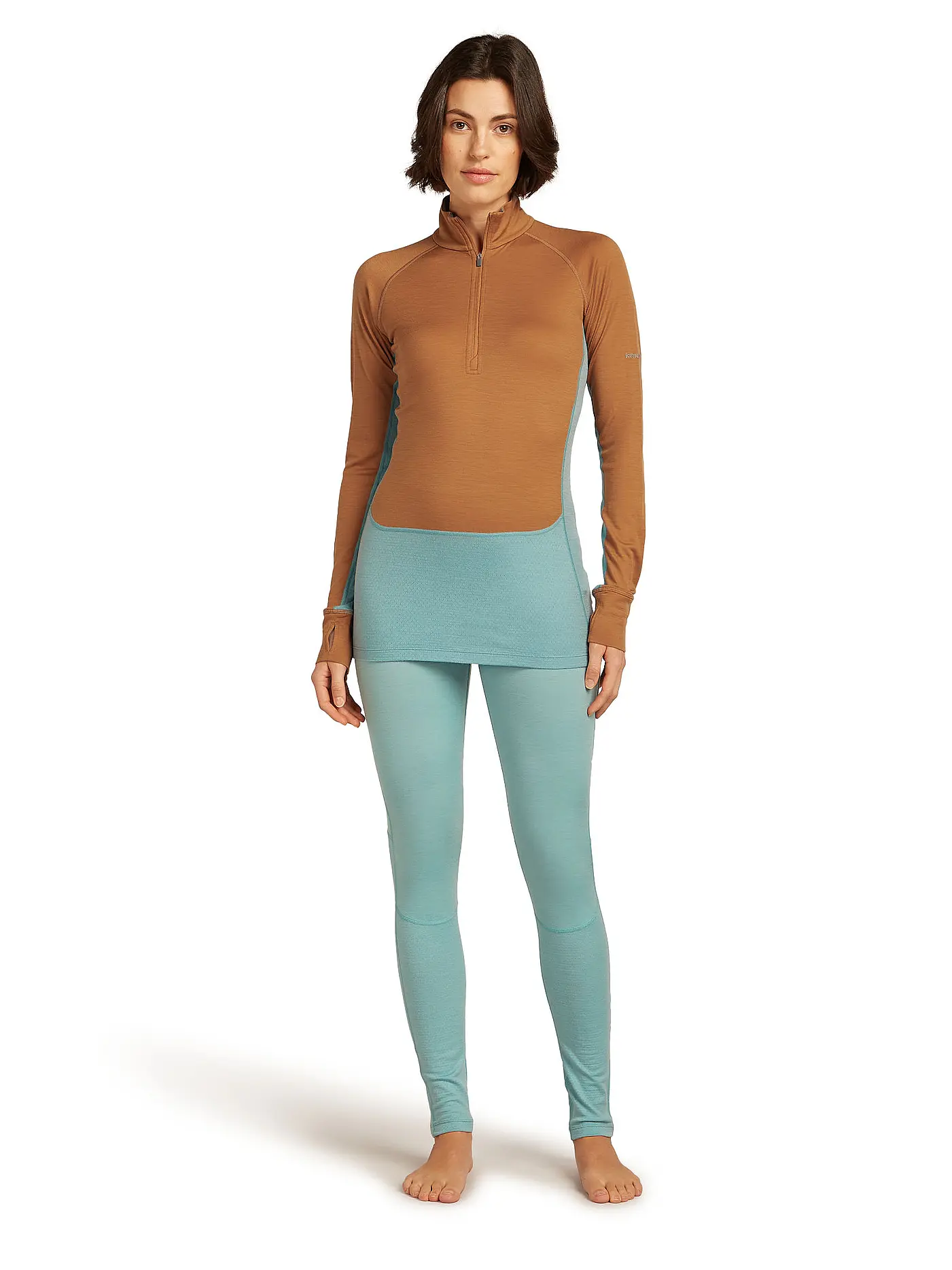 ICEBREAKER | Damen Unterzieh Zipshirt 200 ZoneKnit™ Merino | hellbraun