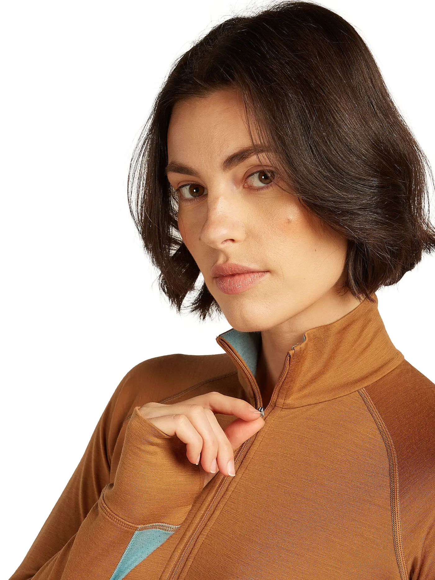 ICEBREAKER | Damen Unterzieh Zipshirt 200 ZoneKnit™ Merino | hellbraun