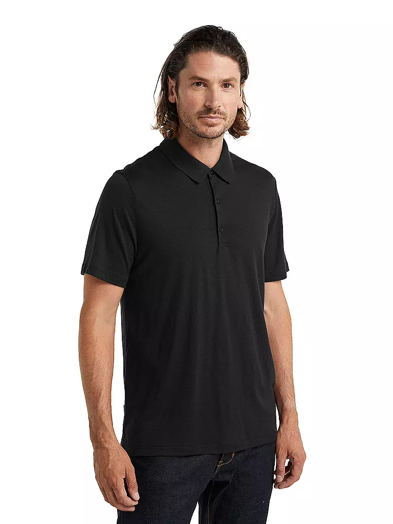 ICEBREAKER | Herren Funktionspolo Merino Tech Lite | schwarz