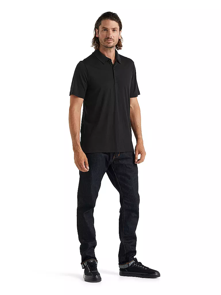 ICEBREAKER | Herren Funktionspolo Merino Tech Lite | schwarz