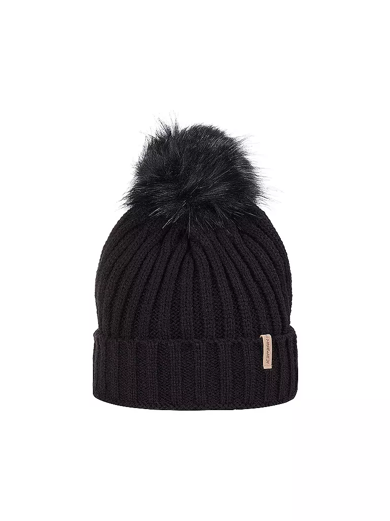 ICEPEAK | Damen Mütze Hazen Bommel | schwarz