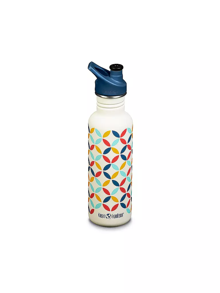 KLEAN KANTEEN | Edelstahl Trinkflasche Classic 800ml Sport Cap Retro Dot | bunt