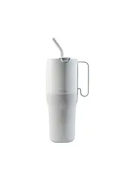 KLEAN KANTEEN | Thermobecher Rise Tumbler 1064ml mit Flip Lid Deckel und Trinkhalm Edelstahl | hellgrau