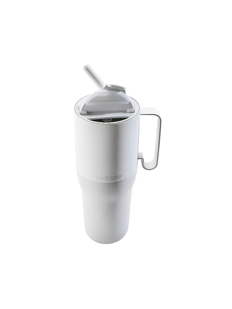 KLEAN KANTEEN | Thermobecher Rise Tumbler 1064ml mit Flip Lid Deckel und Trinkhalm Edelstahl | hellgrau