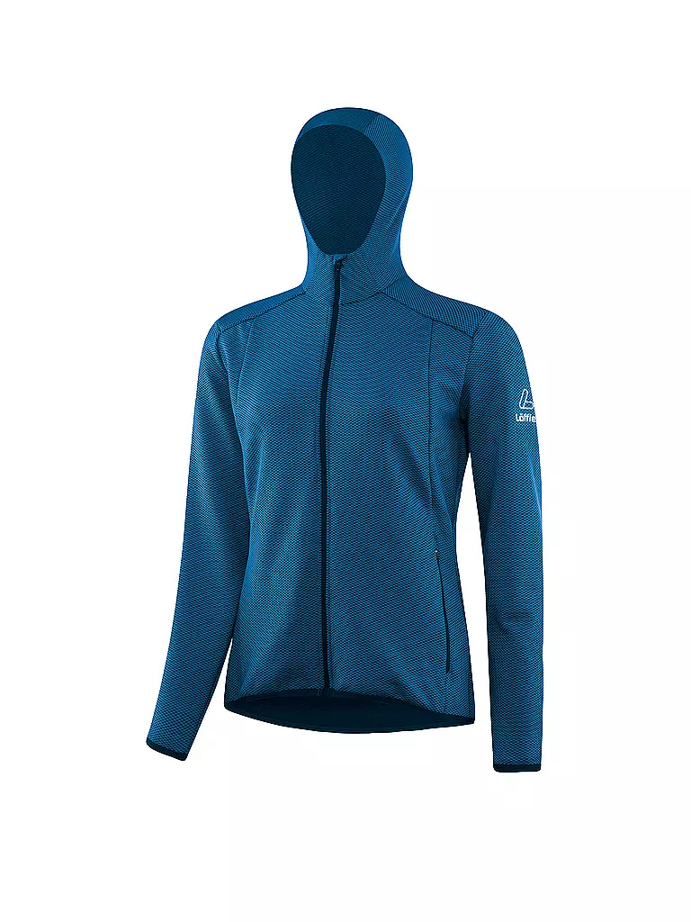 LÖFFLER | Damen Laufhoodie transtex® 3D Cube FZ | blau