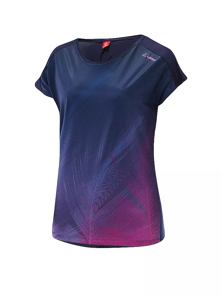 LÖFFLER | Damen Laufshirt Loose Print Plumes | dunkelblau