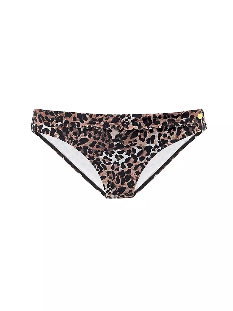 LASCANA | Damen Bikinihose Umschlagbund Leo | braun