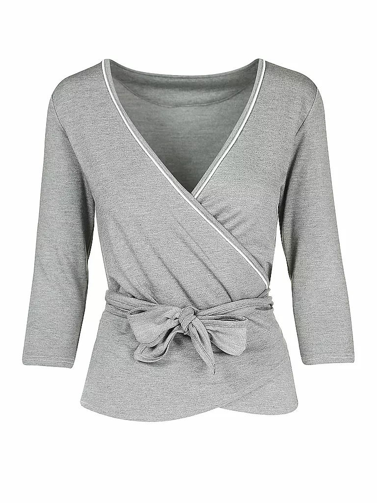 LOUNGE CHERIE | Damen Yoga Wickelshirt Mira | grau