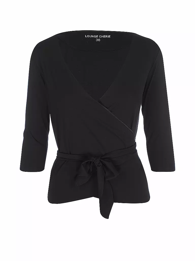 LOUNGE CHERIE | Damen Yogashirt Mira zum Wickeln | schwarz