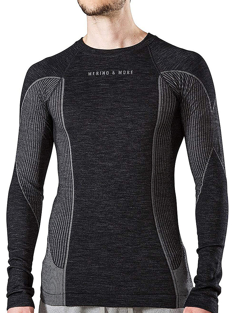 MERINO & MORE MERINO & MORE Herren Funktionsshirt Longsleeve schwarz | S, schwarz