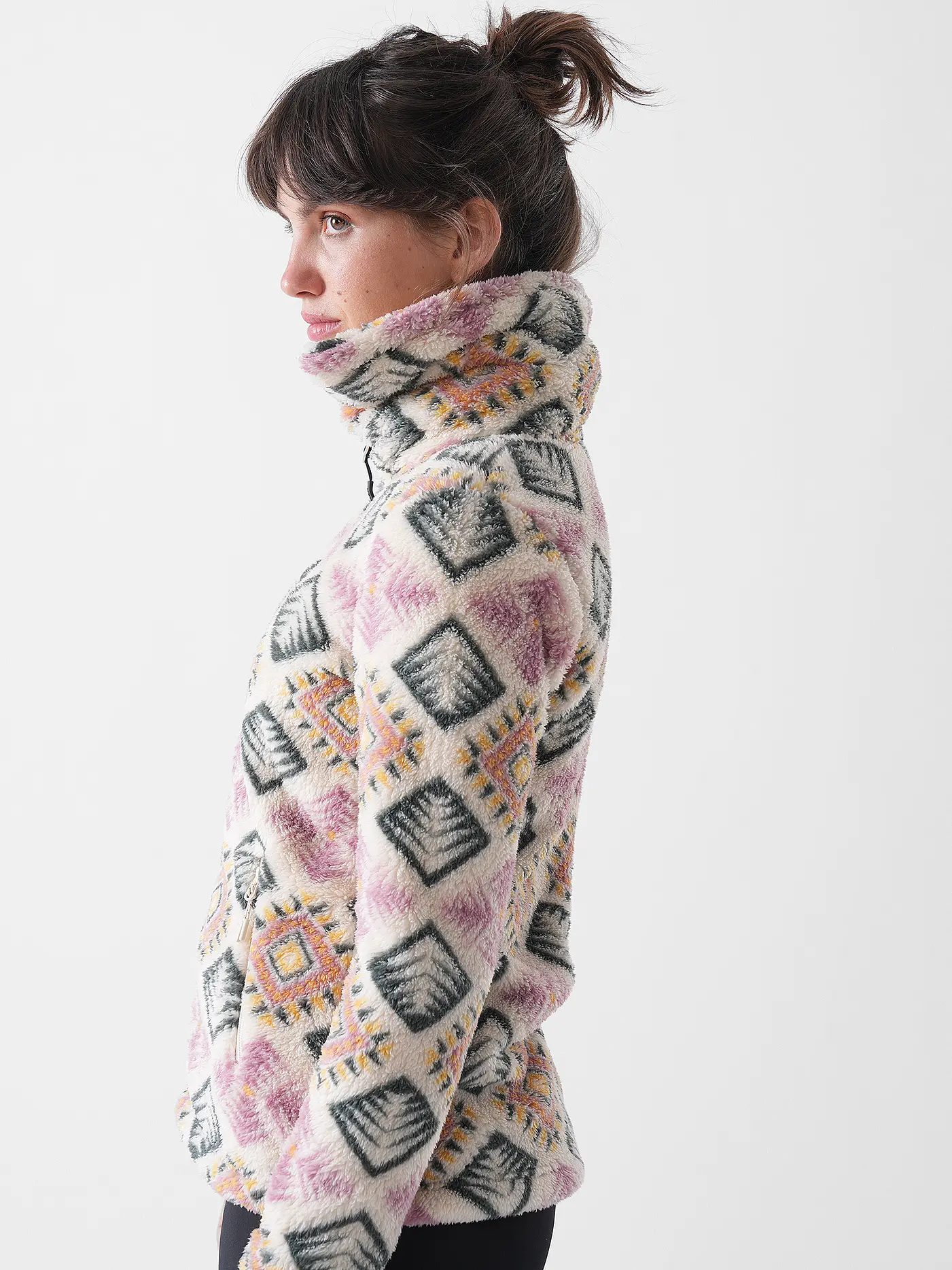 MERU | Damen Fleecejacke Kurgan Print | dunkelgrün