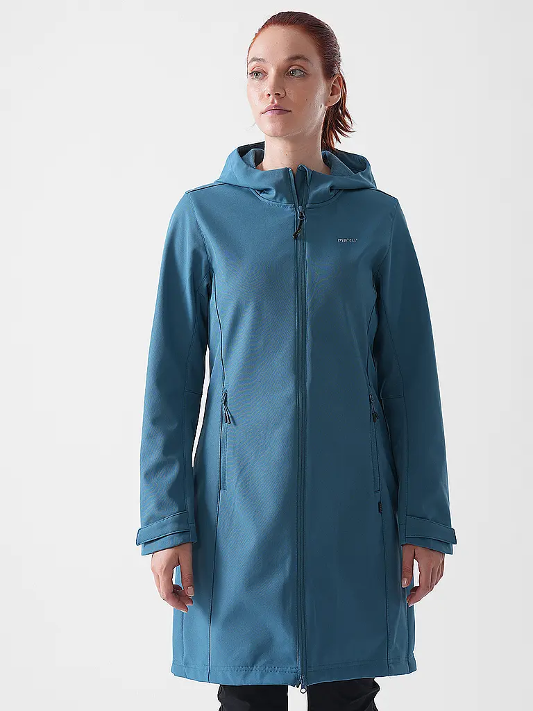MERU | Damen Winter Softshellmantel Touloluse Hoodie | petrol