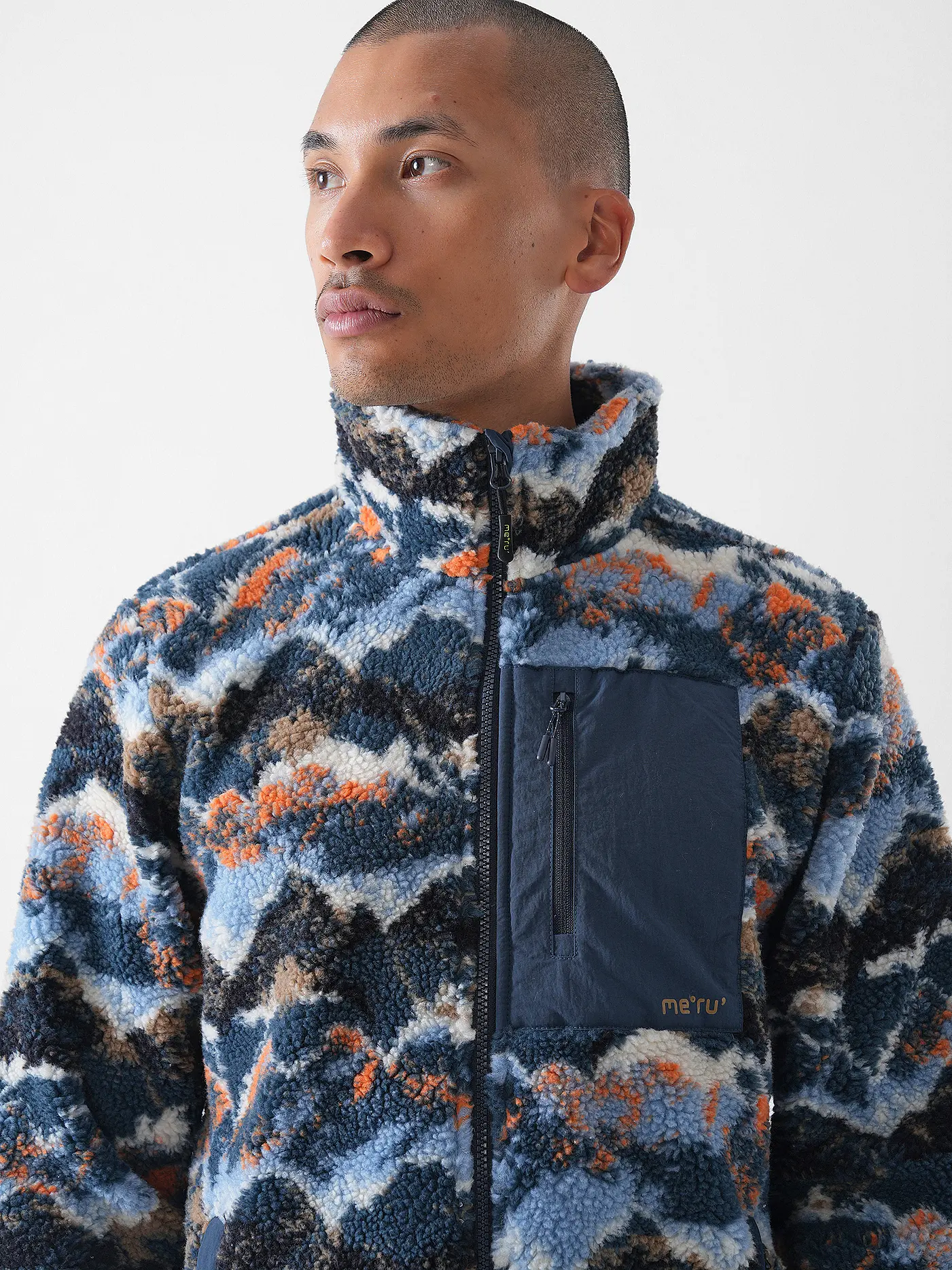 MERU | Herren Fleecejacke Rennes Teddyfleece | hellblau
