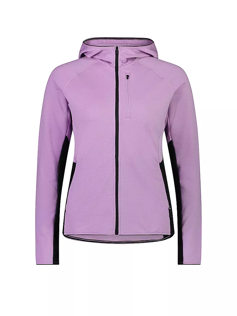 MONS ROYALE | Damen Fleecejacke Approch Merino Gridlock Hoodie | lila