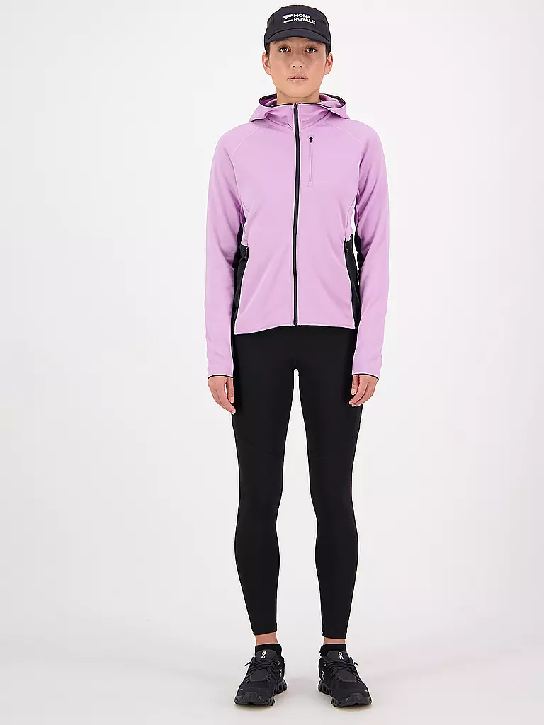 MONS ROYALE | Damen Fleecejacke Approch Merino Gridlock Hoodie | lila