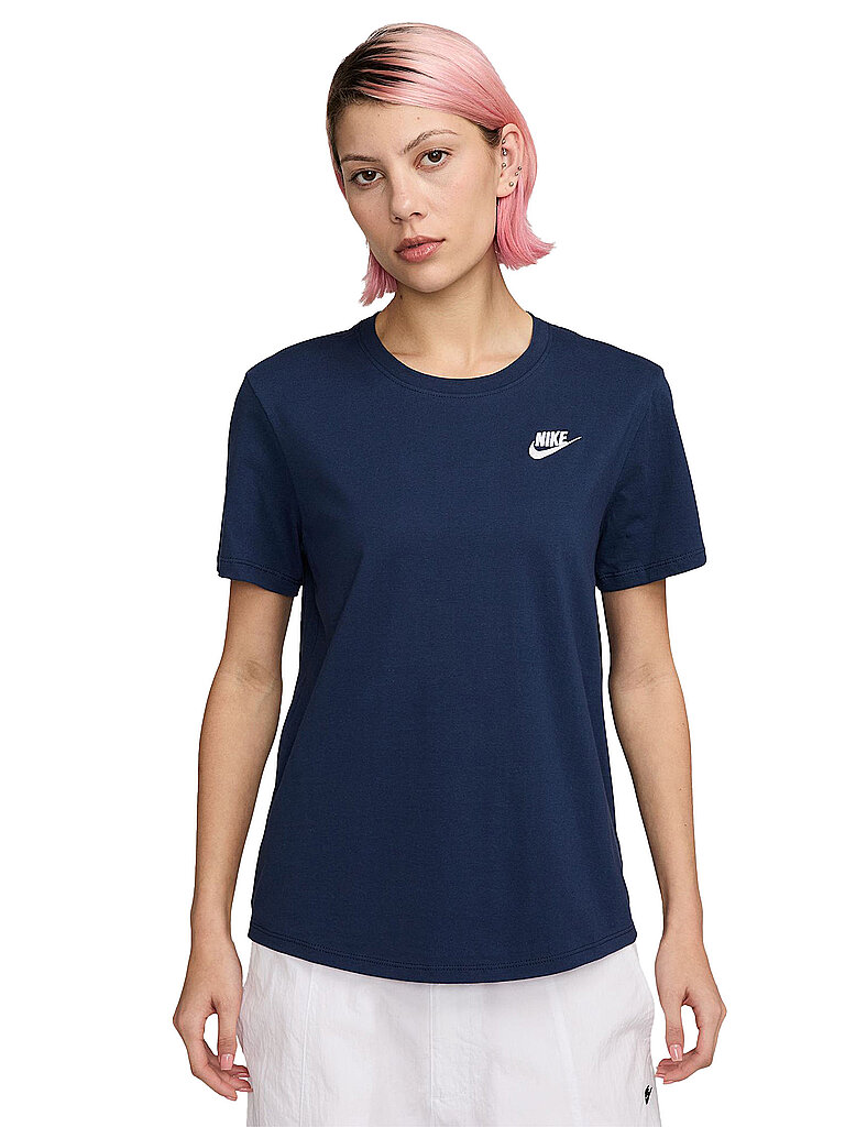 NIKE Damen T-Shirt Sportswear Club Essentials dunkelblau | L