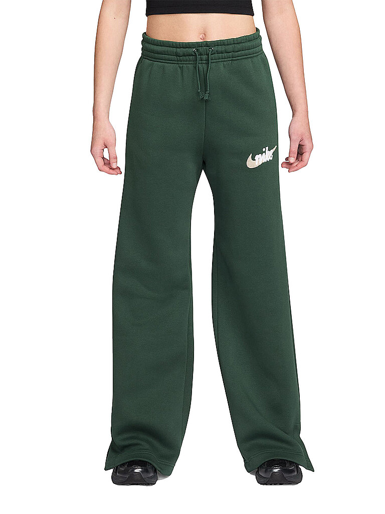 NIKE Damen Jogginghose NSW PHNX FLC Flare Wide dunkelgrün | S