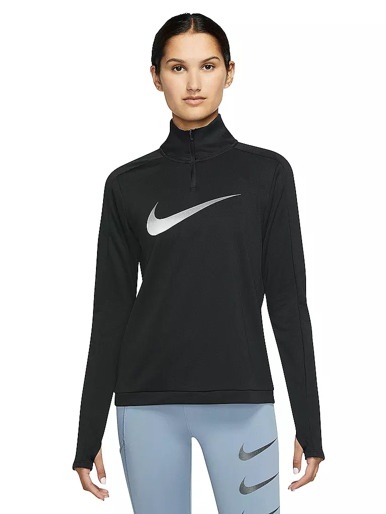 NIKE | Damen Laufshirt Dri-FIT Swoosh | schwarz