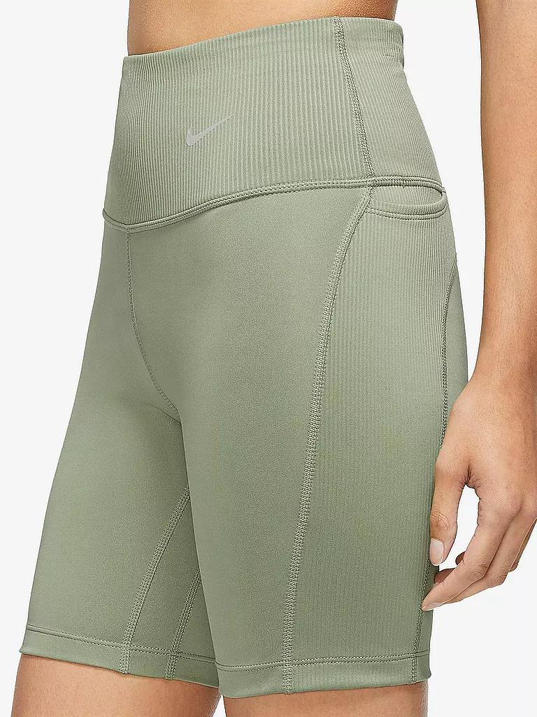 NIKE | Damen Laufshort Dri-FIT Mid-Rise Ribbed Panel | olive