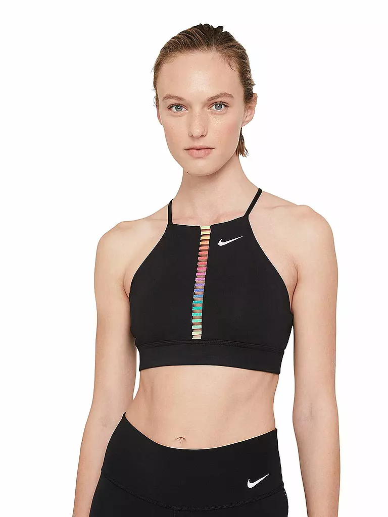 NIKE | Damen Sport-BH Dri-FIT Indy Rainbow Ladder Low Support | schwarz