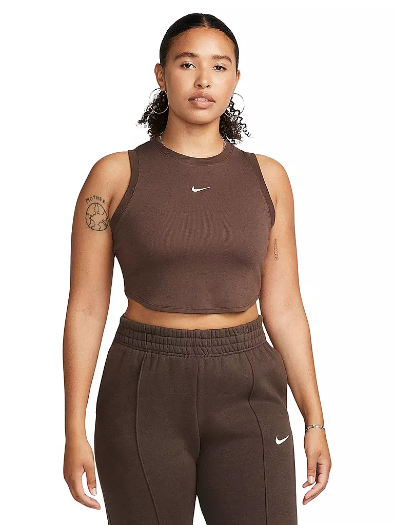 NIKE | Damen Top Sportswear Chill Knit Crop | braun