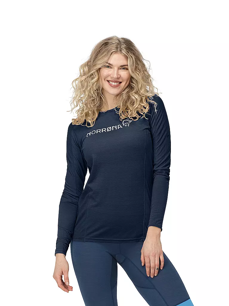 NORRØNA | Damen Funktionsshirt falketind Equaliser Merino Round Neck | dunkelblau