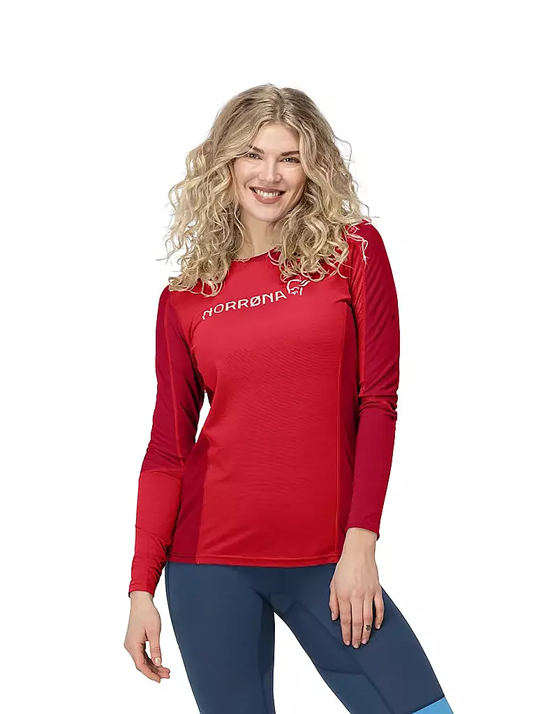 NORRØNA | Damen Tourenshirt Falketind Equaliser Merino | rot