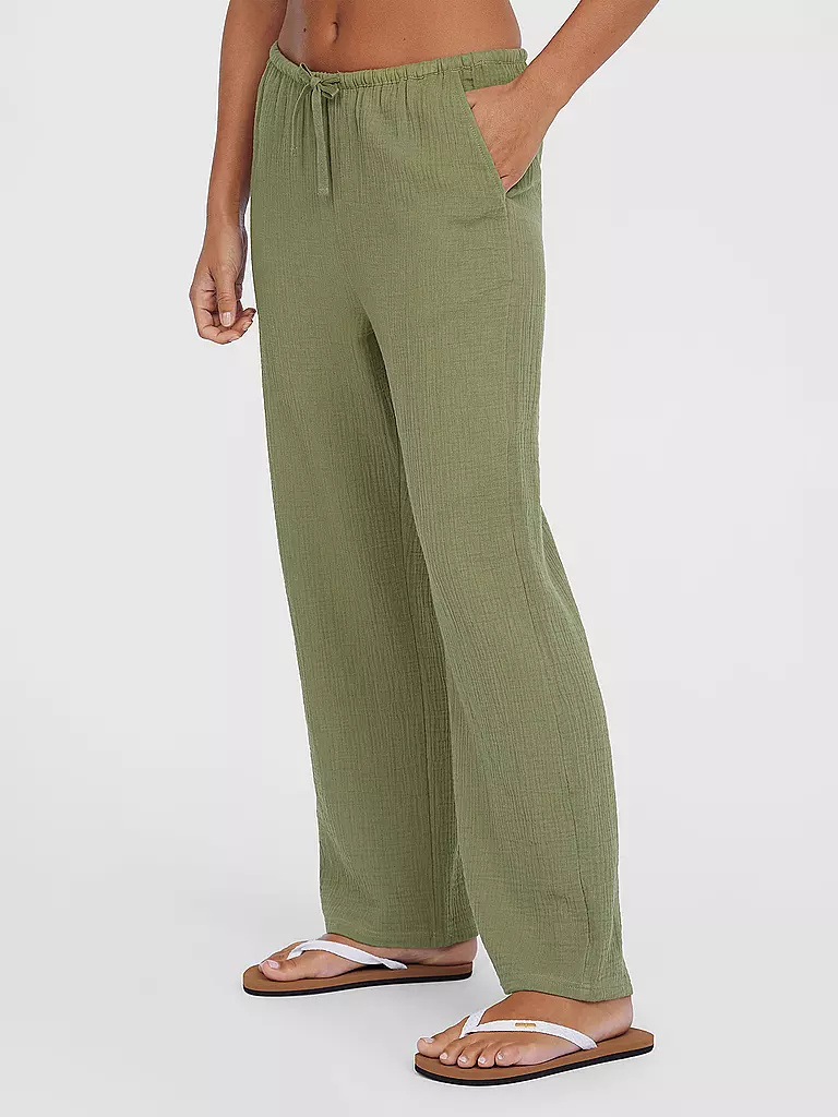 O'NEILL |  Mit der leichten Brenda Hose begleiten dich unbeschwerte Beach-Vibes überall hin. Die Hose mit hohem Bund und geradem Bein hat einen knöchellangen Schnitt und Eingrifftaschen für eine klassische Silhouette. Der eingearbeitete elastische Bund sorgt daf | hellblau