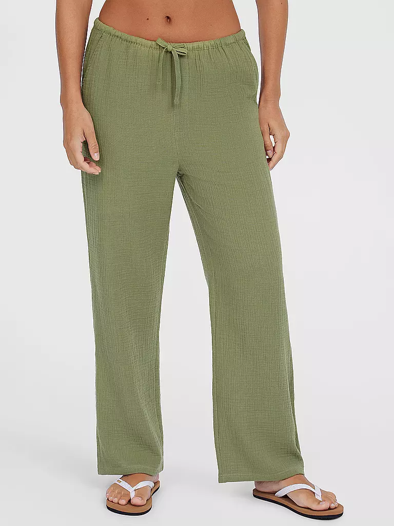 O'NEILL |  Mit der leichten Brenda Hose begleiten dich unbeschwerte Beach-Vibes überall hin. Die Hose mit hohem Bund und geradem Bein hat einen knöchellangen Schnitt und Eingrifftaschen für eine klassische Silhouette. Der eingearbeitete elastische Bund sorgt daf | hellblau