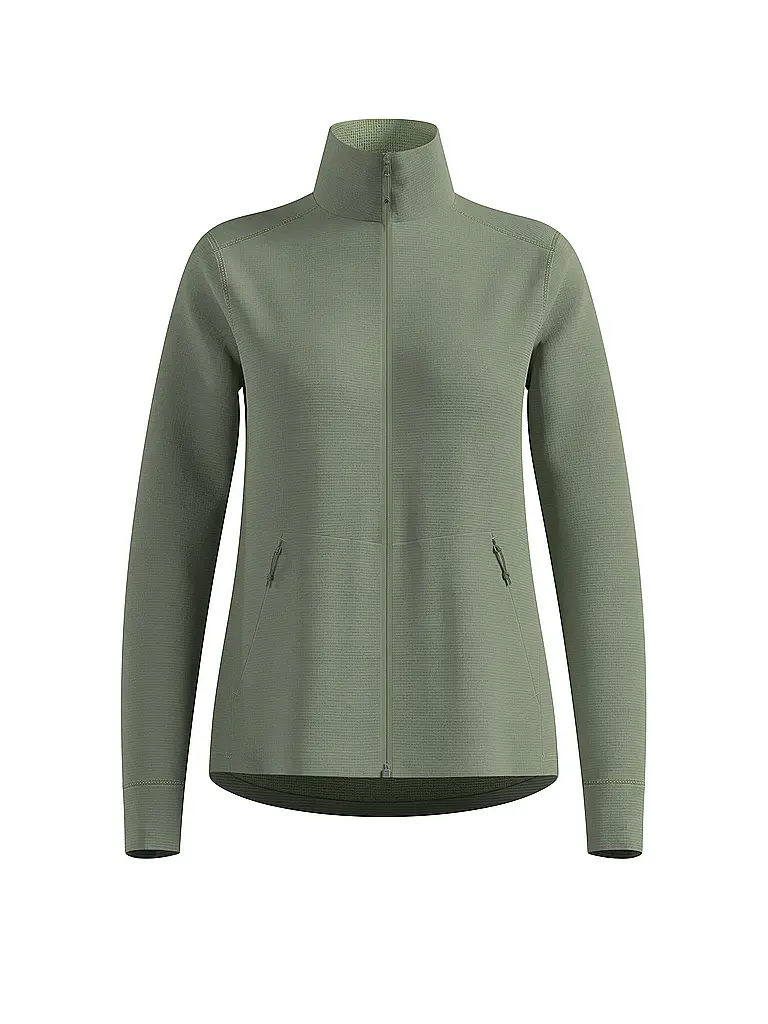 ODLO | Damen Laufshirt Zip Grid Fleece | olive
