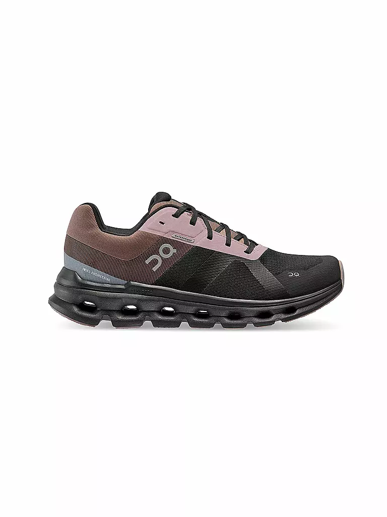 ON | Damen Laufschuhe Cloudrunner Waterproof BLACK GRAPE | lila