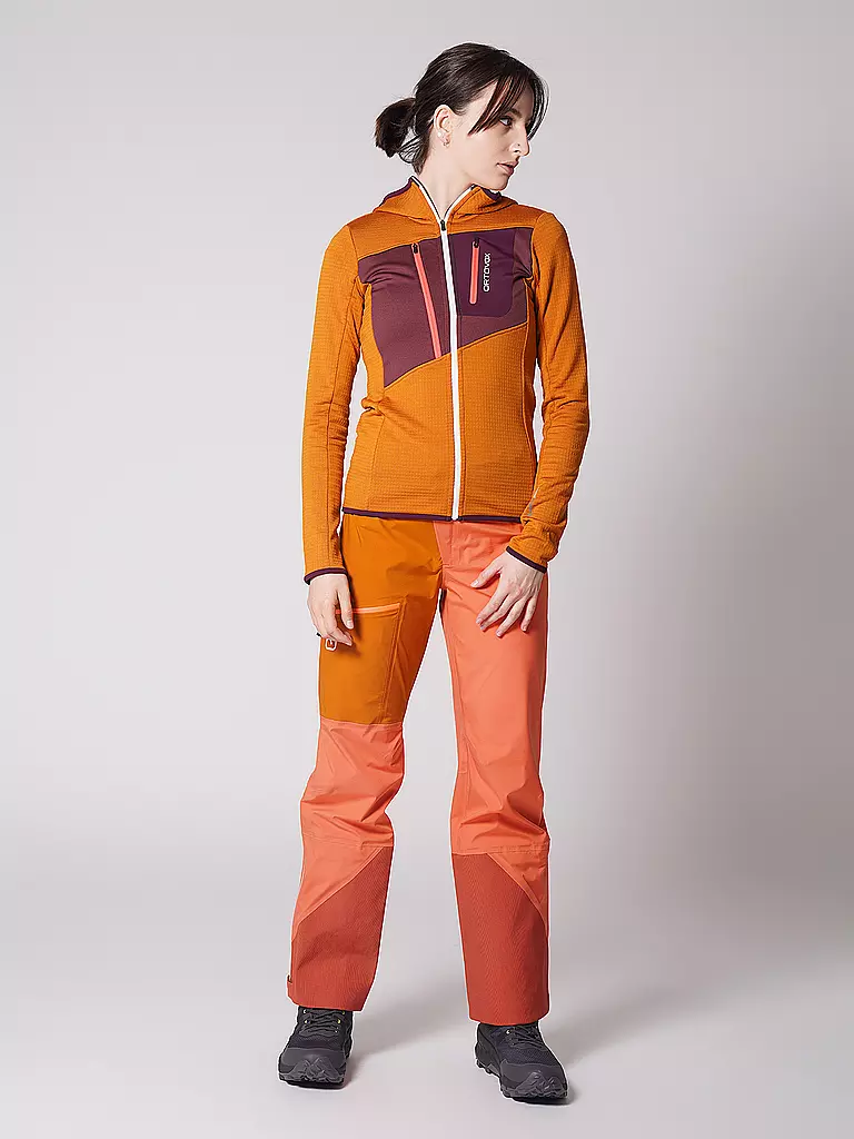 ORTOVOX | Damen Fleecejacke Grid Hoodie | orange