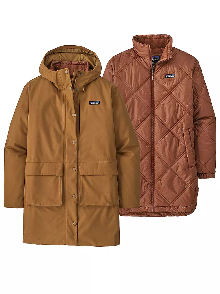 PATAGONIA | Damen Winterparka Pine Bank 2L 3in1 Hoodie | camel