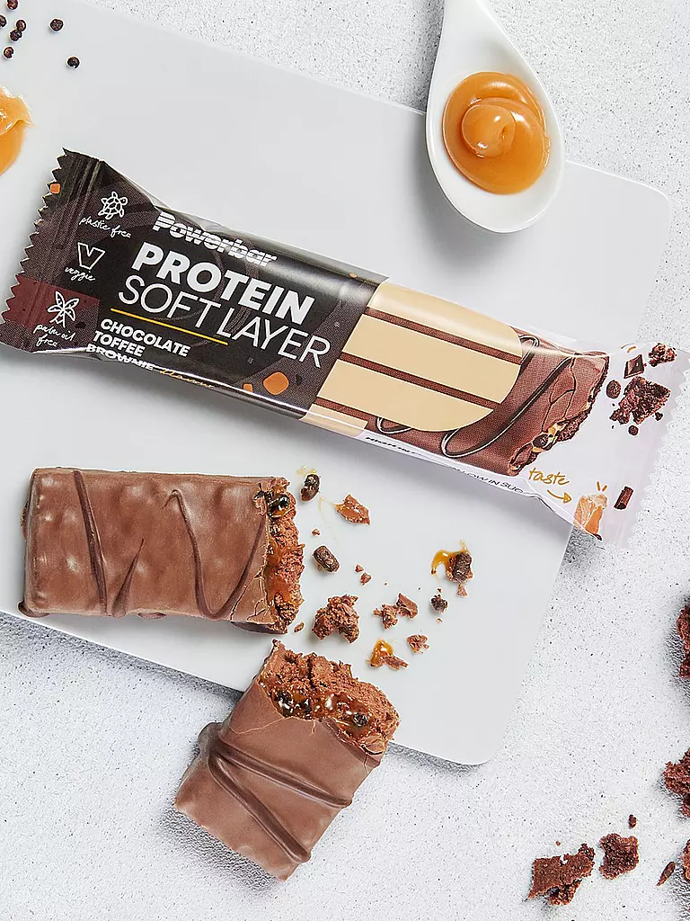 POWER BAR | Proteinriegel Soft Layer Chocolate Toffee Brownie 40g | braun