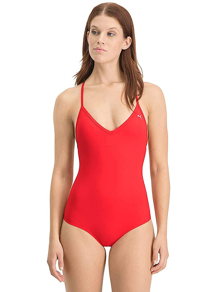 PUMA Damen Badeanzug V-Neck rot | M