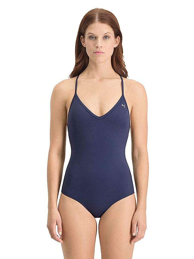 PUMA Damen Badeanzug V-Neck dunkelblau | L